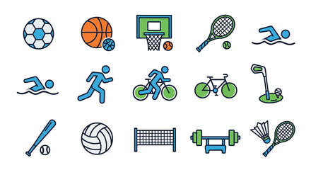 Comprehensive Sports and Fitness Line Icon Set for Healthy Lifestyle Concept