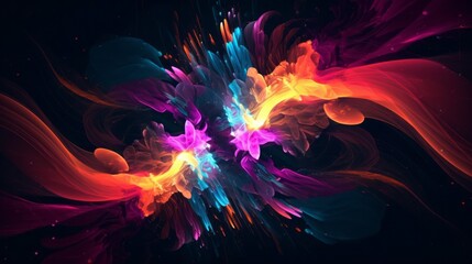 Obraz premium Abstract neon fractal wallpaper with space