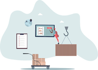 Inventory management with modern warehouse software.Digital app for stock analysis, supply and demand control.life and employment of people.