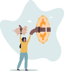 Tighten belt to reduce budget or spending, financial crisis or economic slow down, keep cost and expense low to survive.life and employment of people.