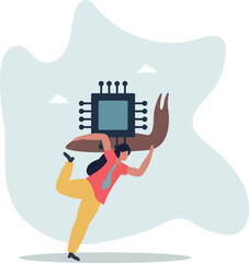 Semiconductor and computer chip shortage slow down world economic, supply chain problem impact electronics and car manufacturing.life and employment of people.