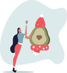 Festive avocado and smoothie concept of healthy lifestyle and winter holidays.