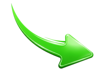 A bright green arrow pointing downwards and to the right