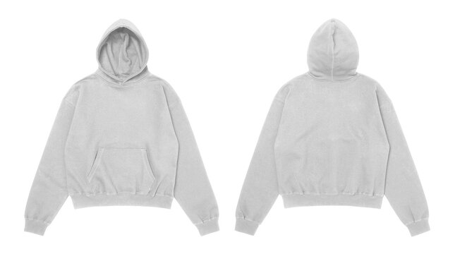 White Hoodie Sweatshirt Front and Back View Isolated on White Background