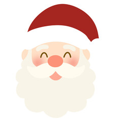 Santa Claus Face Illustration PNG Transparent – Cute Merry Christmas Santa Clipart for Greeting Cards and Festive Designs