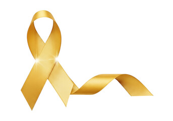 Golden awareness ribbon with flowing tail
