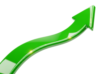 Green arrow pointing upwards and to the right