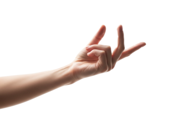 Closeup of a persons hand with fingers pinched together