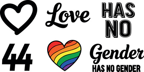Love has no gender equality pride rainbow heart vector design for social inclusion and acceptance
