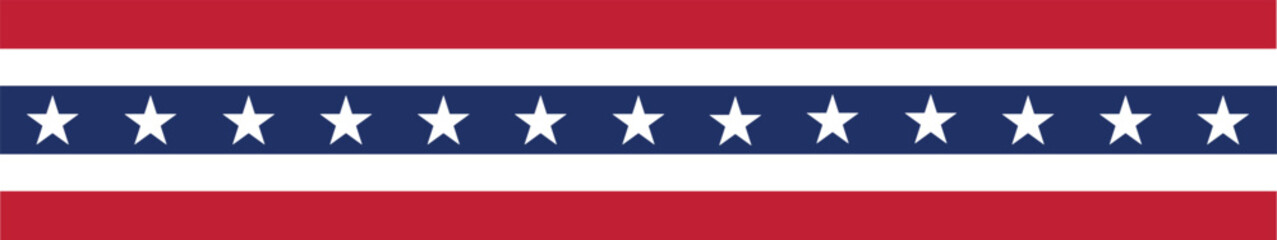 &ldquo;Patriotic Stars and Stripes Horizontal Banner Border &mdash; Red and Blue Decorative Ribbon Pattern for Celebration Graphics, Festival Decor, Holiday Design, Craft Projects, Printable Borders, and Creative