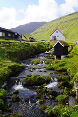 The stunning nature around the village of Gjogv by the coast of the Faroe Islands