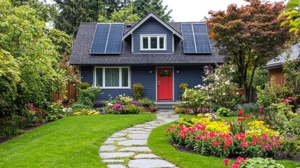 House landscaping solar panels