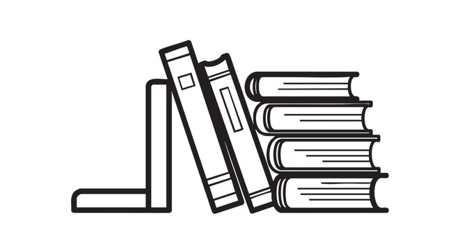 Bookend with leaning books outline icon vector

