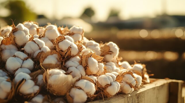A pile of unprocessed raw cotton bolls in natural light