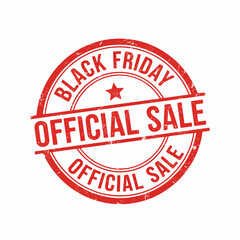 Red &ldquo;Black Friday Official Sale&rdquo; Rubber Stamp Design &ndash; Grunge Circular Badge Vector on White Background