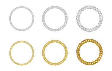 Curb Chain Circle Round Frame Border Necklace Vector Background Illustration