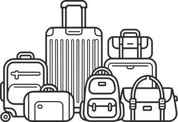Luggage and Travel Bags Vector Illustration for Vacation and Journey Design.