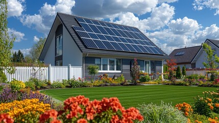 House with solar panels on roof