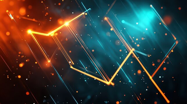 Abstract Neon Network with Glowing Geometric Lines