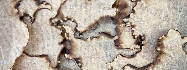 Ancient Magical Scrolls with Burnt Paper Texture, Inspired Enchantments, Historical Manuscripts, Old Books, Halloween Theme, Poster Background for Celebrations, Presentations, and Business