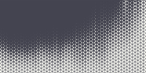 Triangular Halftone Texture Retrowave Vector Geometric Technology Abstract Background. Half Tone Triangles Retro Colored Pattern.