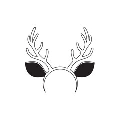 Reindeer ears with antlers outline vector flat illustration
