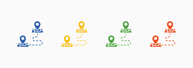 Route Planning Icon Set Color Multiple Style Collection