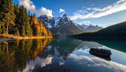 Serene Mountain Lake Landscape.
