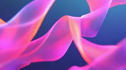 Glowing abstract neon ribbon lines forming dynamic waves - Powered by Adobe
