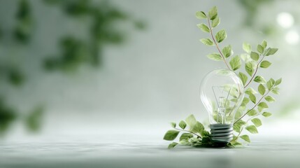 Lightbulb and greenery ecology concept