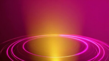 Neon pink glowing rings creating abstract light tunnel - Powered by Adobe