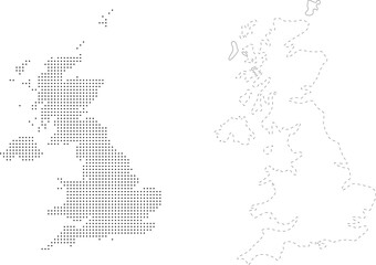 Grunge Halftone Map of UK Vector Illustration
