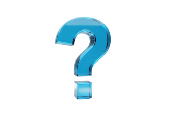 A single blue glass question mark