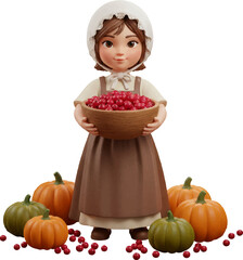 Little Girl with Cranberry Harvest