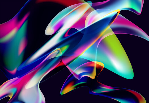 Abstract fluid background of wavy and liquid lines. Colorful glass wallpaper.