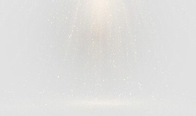 Fototapeta premium Bright white and gold star flashes scatter across a transparent background, producing a clean festive sparkle. Ideal PNG overlay for winter designs, magical scenes, and elegant highlights.