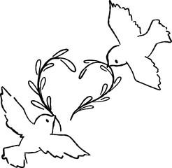 Naklejka premium Birds with Branch