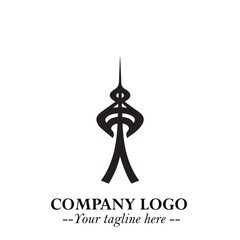 Tower Logo Symbol in Black on the White Background with Simple Modern Architecture Design