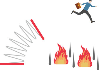 Spiral springs help business men cross barbed roads

