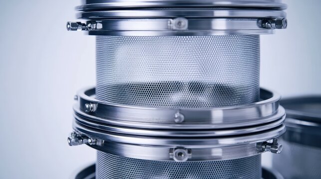 Stacked Set of Analytical Sieves for Particle Size Analysis