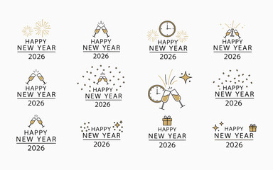 2026 New Year Calligraphy & Typography Vector Set – Greeting Card, Banner, and Celebration Design Collection