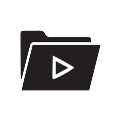 Black Folder with Triangle – Minimalist Silhouette Icon for File Storage, System UI & Tech Branding