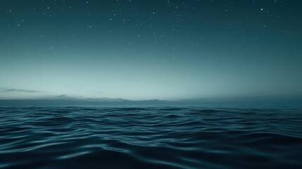Water waves with starry night sky landscape