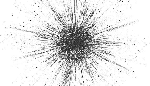 Black ink splatter burst explosion radial pattern on white background vector