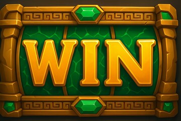 Golden jackpot WIN message on emerald slot reels for online casino banner