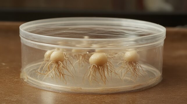 Plant Seedlings Growing with Root Systems in Transparent Container