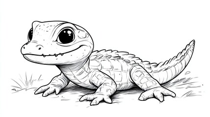 Fototapeta premium Cute lizard illustration with big eyes.