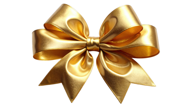 Elegant Golden Ribbon Bow Decoration for Gifts and Celebrations.