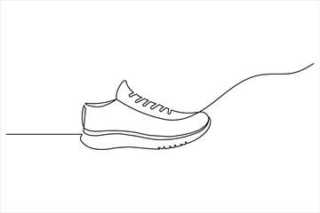 Sport shoe vector illustration, continuous drawing style