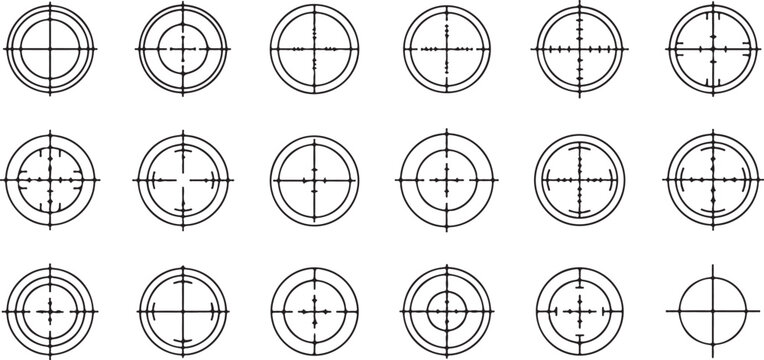Aiming reticles crosshairs targeting scopes vector
